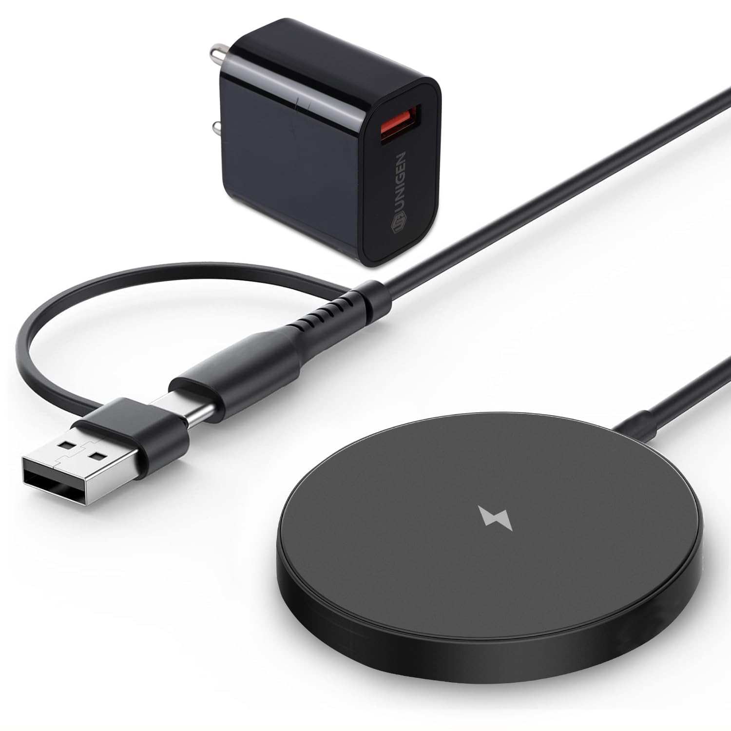 UNIGEN MAGTEC 100 15W Mag-Safe Magnetic Wireless Charger Fast Charging [with Adapter] Compatible with iPhone 17/16 Plus/17/16 Pro/17/16 Pro Max,15/15 Plus/15 Pro/15 Pro Max,14/13/12 Series-Black-image-11