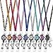 Produktbild Soleebee 80cm Bling Strass Leder Schlüsselband Umhängeband Lanyard mit JoJo ID Badge Holder mit Karabinerhaken Schlüsselring versenkbarem Abzeichenhalter Schlüsselanhänger (9 Stück)
