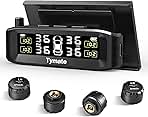 Tymate TM8 Tire Pressure Monitoring System, Wireless Solar TPMS with 4 External Sensors & 6 Alarm Modes, Colorful Display, Easy to Intall on Windshield, Ideal for RV Sedan SUV MPV Truck (0-87 PSI)