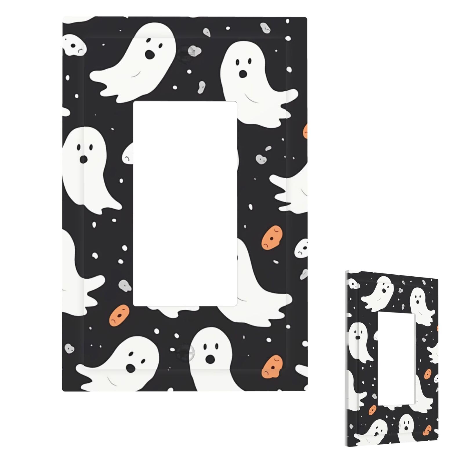 Cute Ghost Halloween Pattern Wall Plate Cover Modern Decorative 1 Gang Light Switch Cover Unbreakable Receptacle Outlet Covers For Living Room Bedroom Home Decor 1 Gang