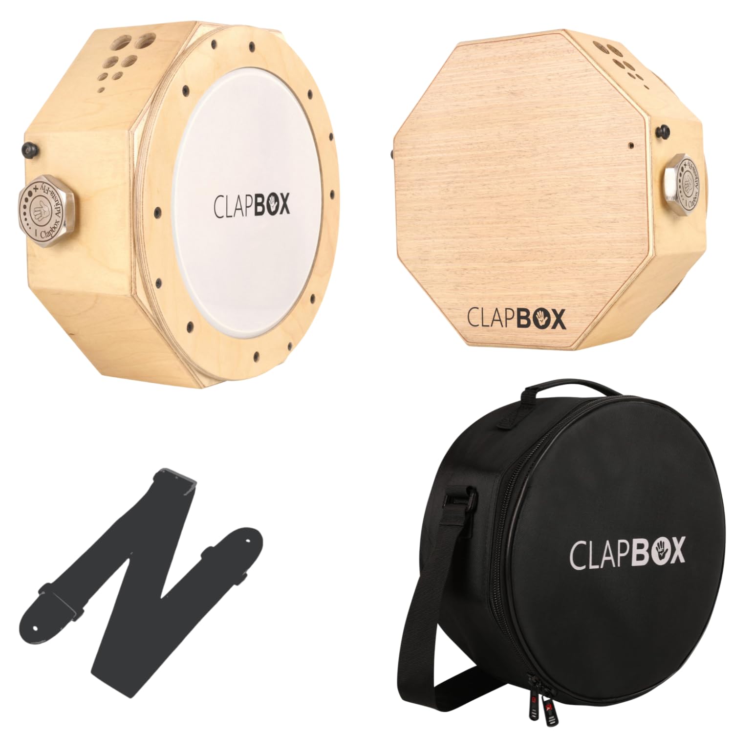 Clapbox Cajembe Travel Cajon (3 instruments in 1) - Rubber wood with Carry Bag