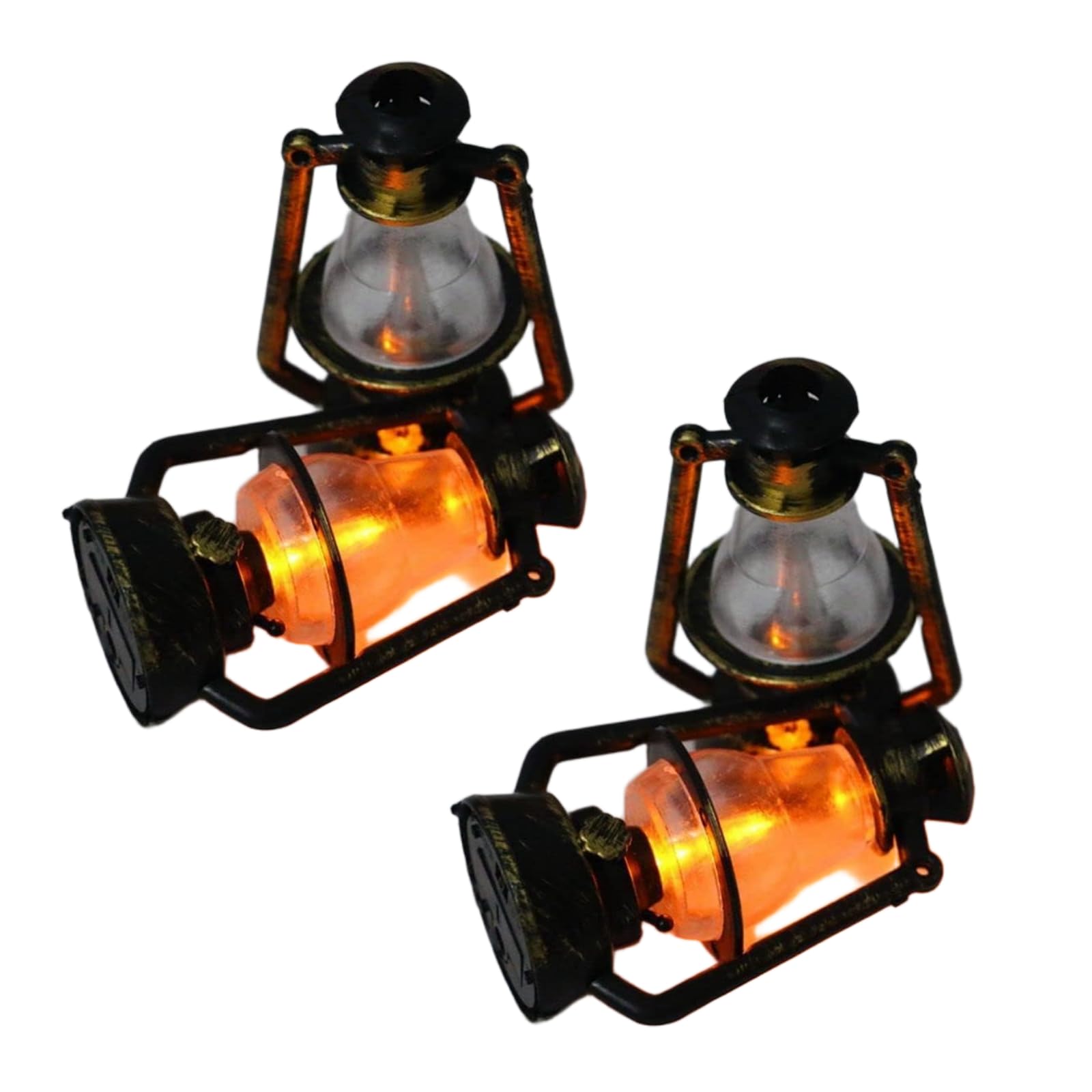 2Pcs Miniature Lamps for Dollhouse,Doll House Miniature Retro Oil Lantern Dollhouse Accessories Scene Ornaments Dollhouse Miniature Scene Model Hurricane Lantern Kerosene Lamp