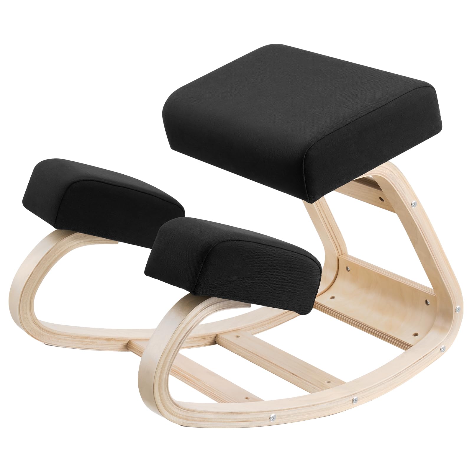 VEVOR Chaise à Genoux Ergonomique, Siège Assis Genoux avec Coussins en Mousse Épaisse, pour Maison, Bureau, Méditation et Yoga, Cadre en Bois Massif, Soulage Les Tensions du Cou et du Dos, Noire