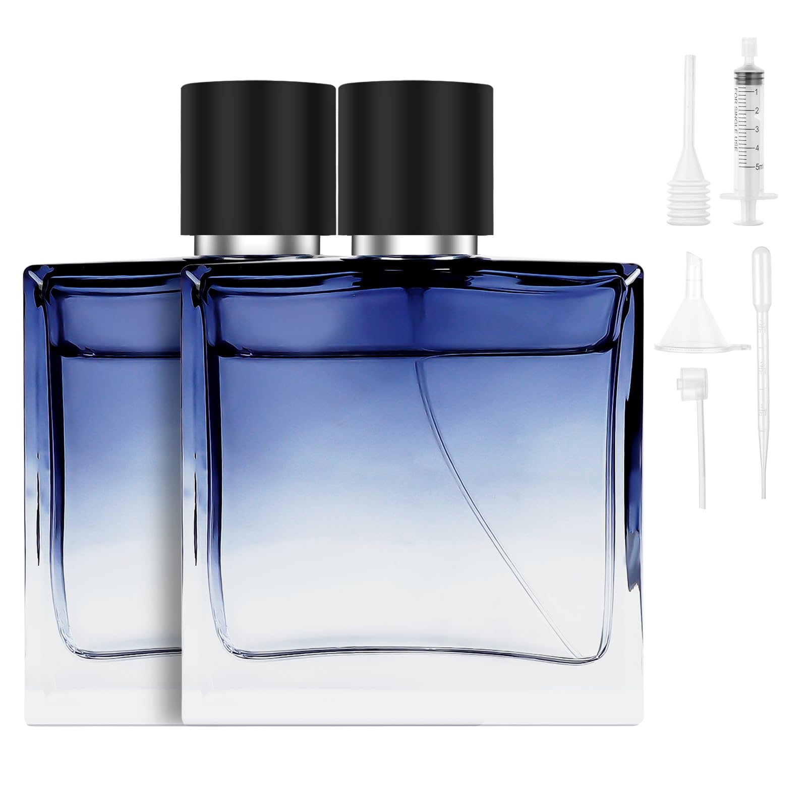LOPHE Parfümzerstäuber, 2 Stück 50ml Mini Parfum Zerstäuber Blau, Portable Parfümzerstäuber Nachfüllbar, Zerstäuber Parfüm Sprühflasche, Perfume Sprayer für Reise Männer und Frauen