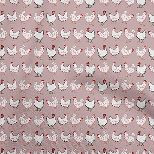 oneOone Viscose Jersey Red Fabric Birds Rooster Sewing Material Print Fabric By The Yard 60 Inch Wide-66