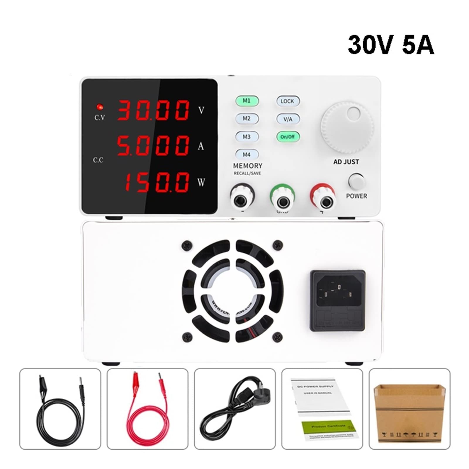 Fuente de alimentación de laboratorio CC voltaje ajustable 30V 5A ajuste fino fuente de banco de conmutación regulada por laboratorio DIY con mayor sensibilidad y precisión