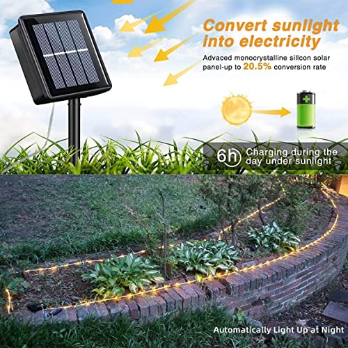 Yeguo Solar Rope Lights Outdoor Waterproof Led, 72Ft 200 Led String Lights Outdoor, Clear Pvc Tube Warm White Fairy Lights For Tree Deck Railing Patio Fence Balcony Party Yard Garden Camping #TOP1