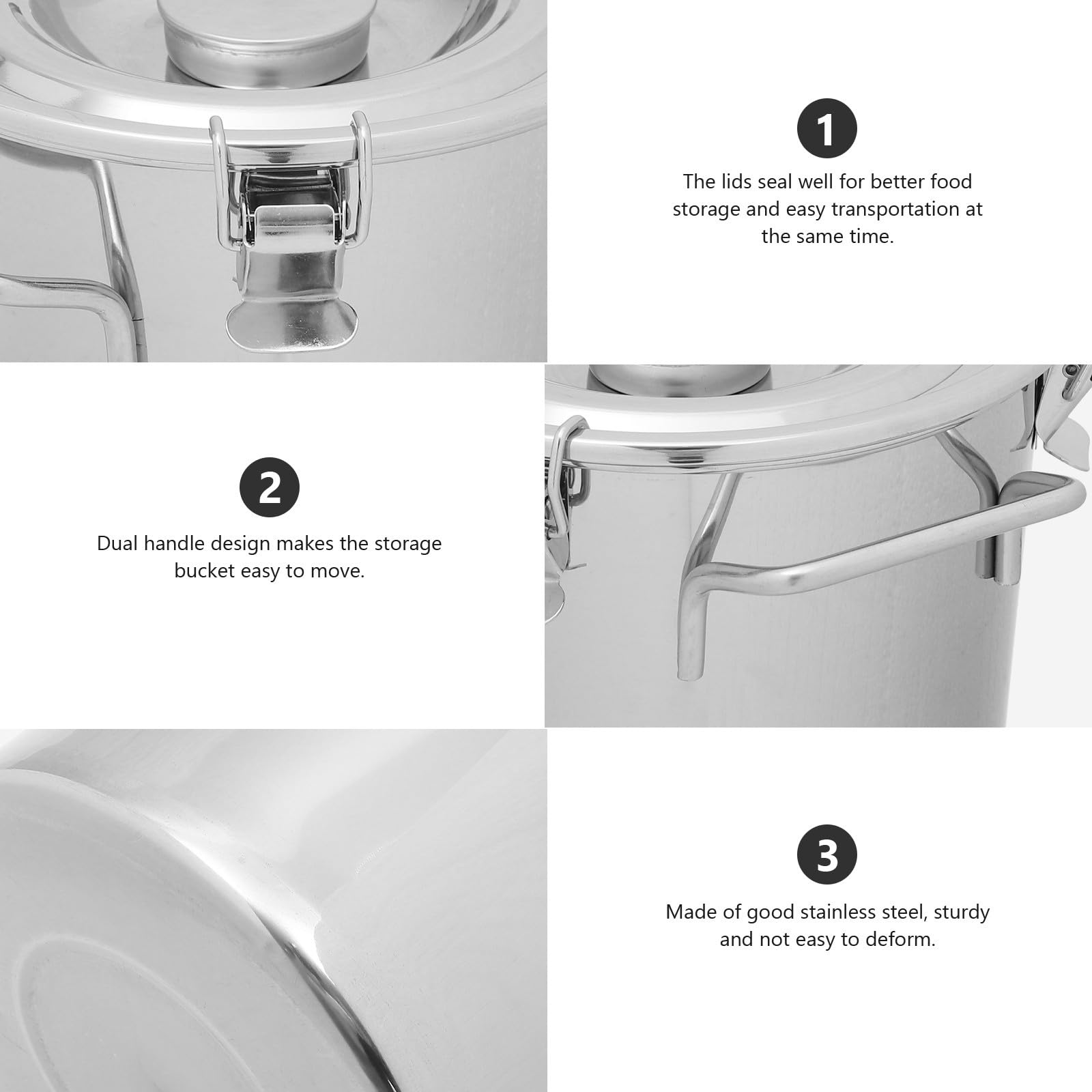 Seau Hermétique en Acier Inoxydable 6 L Argenté Fermeture
