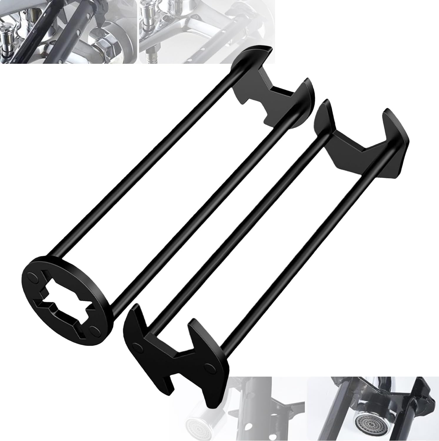 2Pcs Multifunctional Sink Wrench, New Four-jaw Hex Wrench, Basin Wrench Set, Tight Spaces Maintenance Installation Removal Faucet Tools, for Tight Spaces Kitchen Bathroom Home