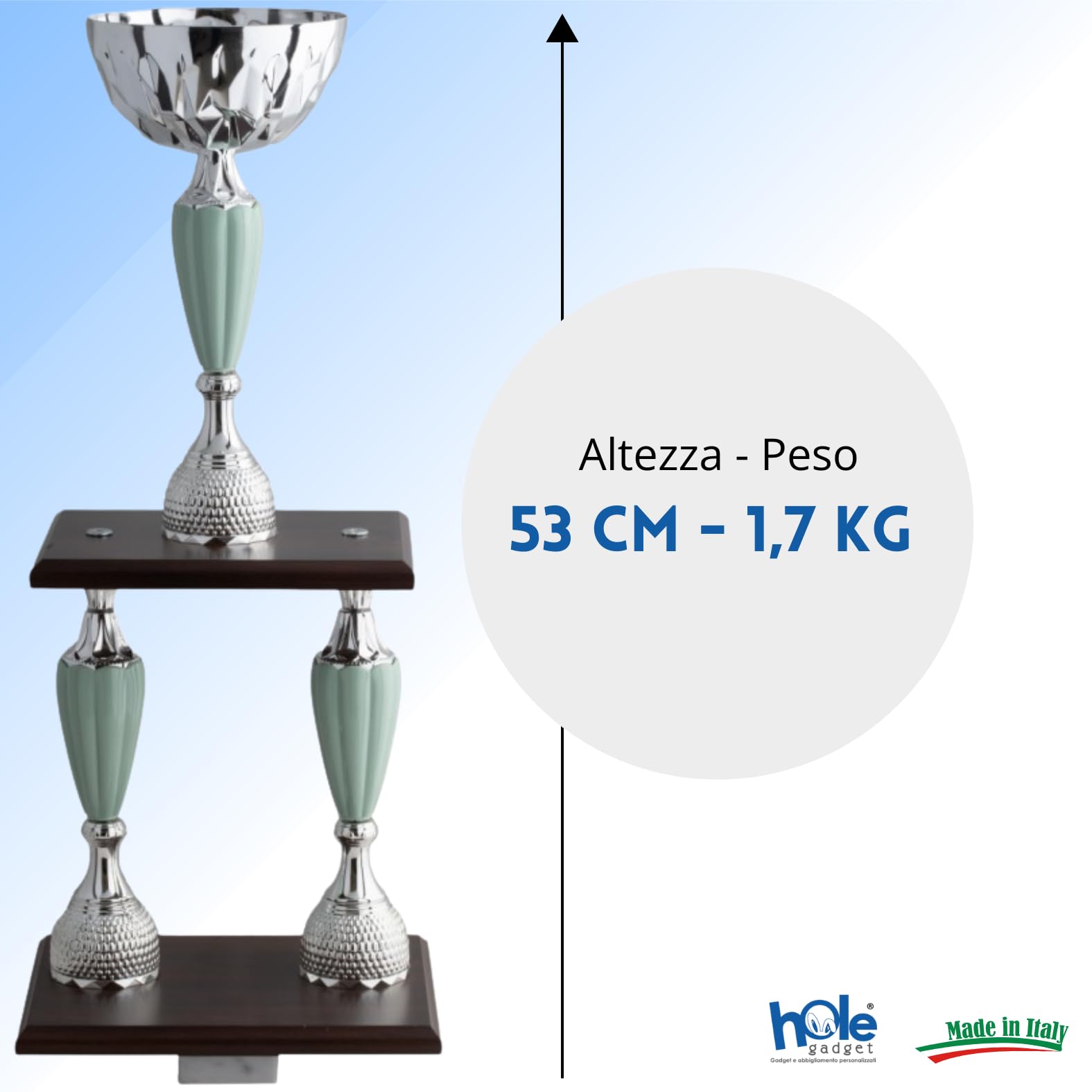 Coppa Trofeo Personalizzabile Grande a 2 Piani Varie Misure Calcio, Fantacalcio, Tennis, Padel, Basket Premiazioni Sportive ed Eventi con Targhetta Personalizzata cod 5.241