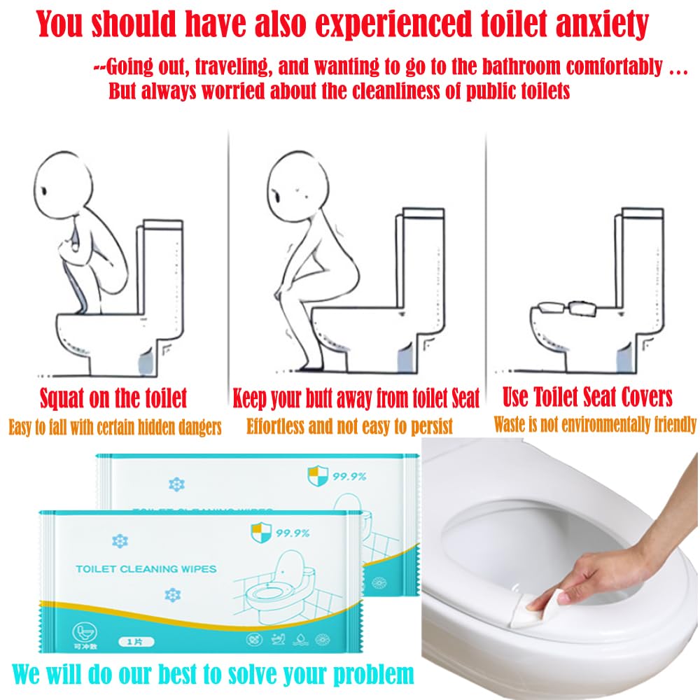 50Pack Luxury Hotel Disposable Toilet Cleaning Wipes Individually Wrapped; Flushable Clean Hygienic Wet Wipes for Guest; Travel Toilet Essential Wipes for Public Restrooms,Airplane, Road Trips,Home image 2