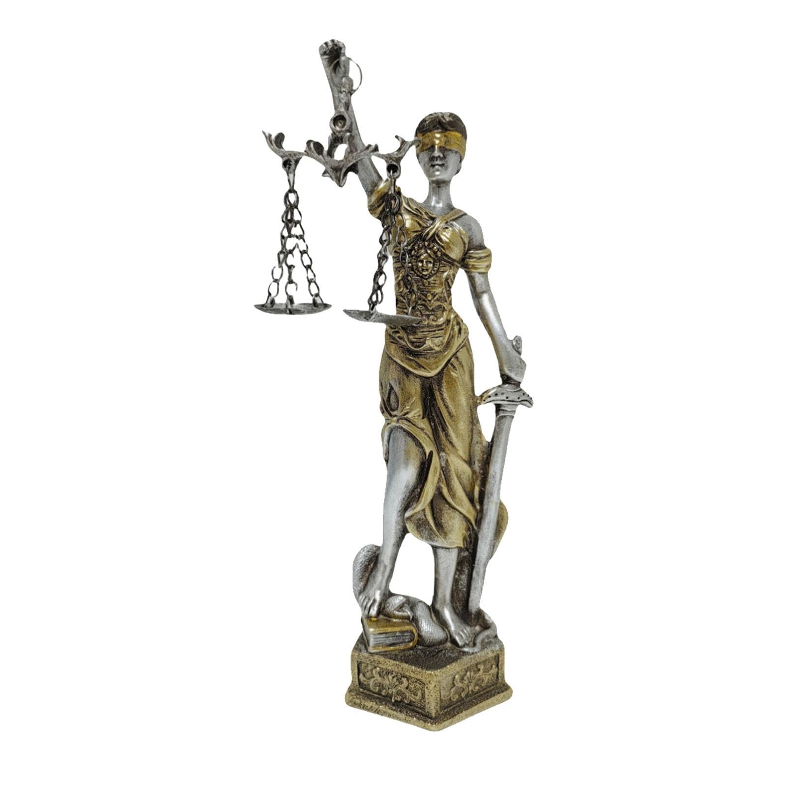 Estatua de justicia y equidad, escultura griega romana, dama ciega de la justicia, escultura de resina de la ley, estatua de diosa ciega de la justicia, decoración de la justicia de ángel romano,