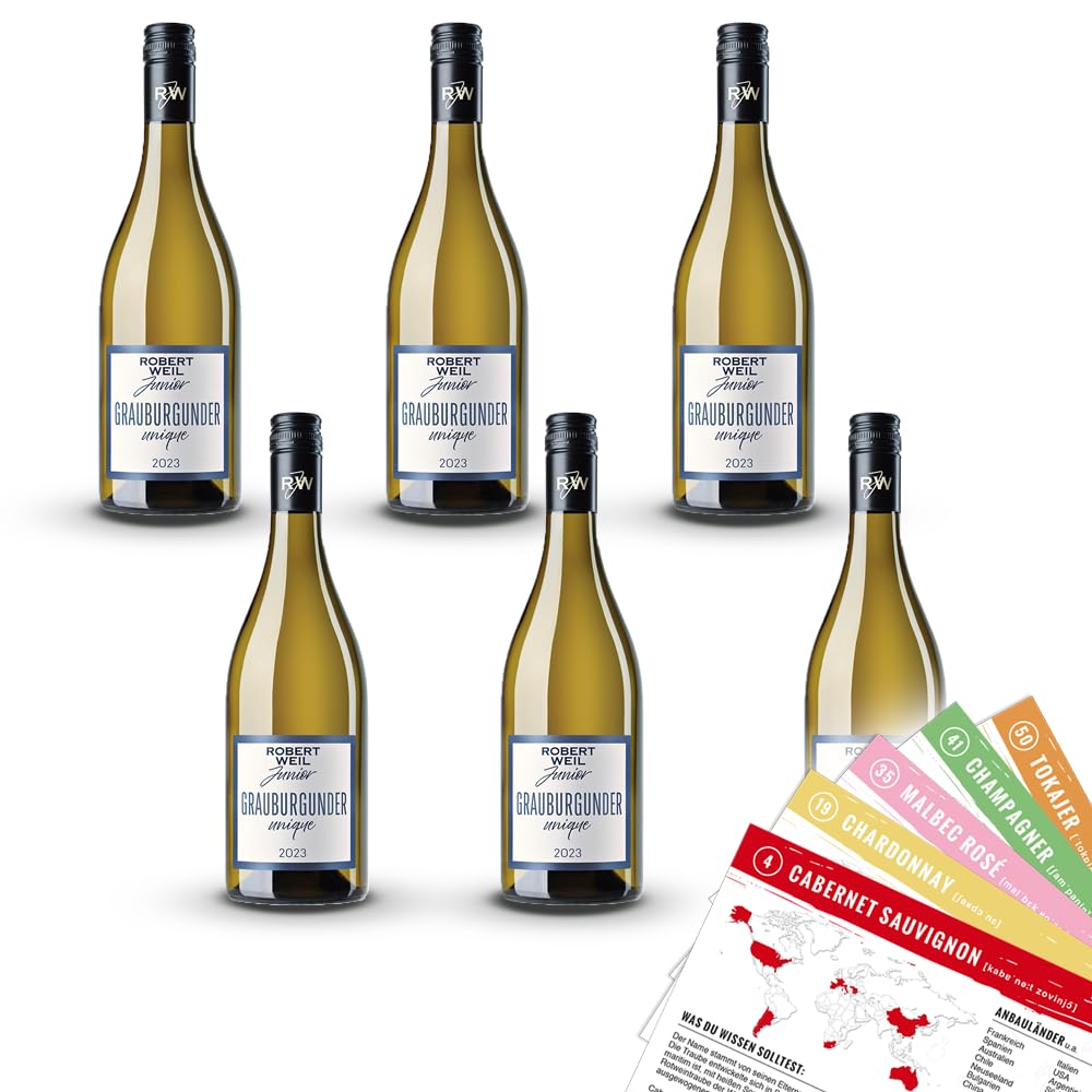 Robert Weil Junior Grauburgunder, trocken, sortenreines Weinpaket + VINOX Winecards (6x0,75l)