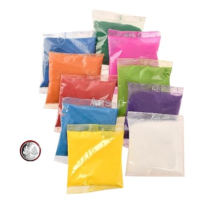 Megharsh Assorted Coloured Powder Pigments, Set of 10 Pouches, 100 Grams Each
