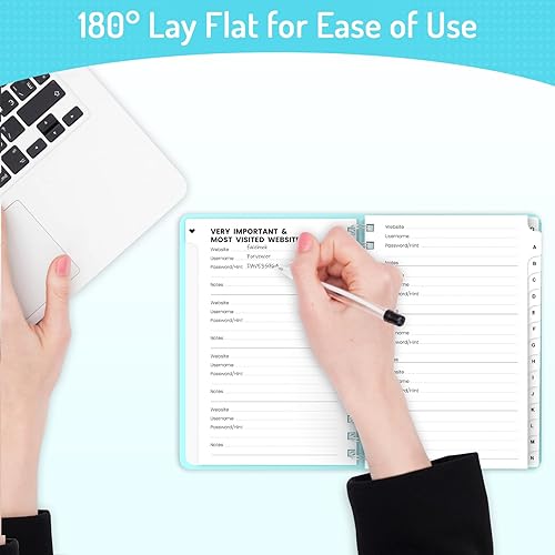 Miniatura 7 de Forvencer Libro de contraseñas con pestañas alfabéticas individuales, cuaderno de contraseñas de tamaño mediano de 5.3 x 7.6 pulgadas, libro de