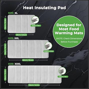 FYY Heat Resistant Mat for Food Warming Mats 45.3x15.4 inch | Countertop Protected, Up to 50% Temperature Block, Foldable and Space-Saving, Waterproof (Not Include Food Warming Mat)