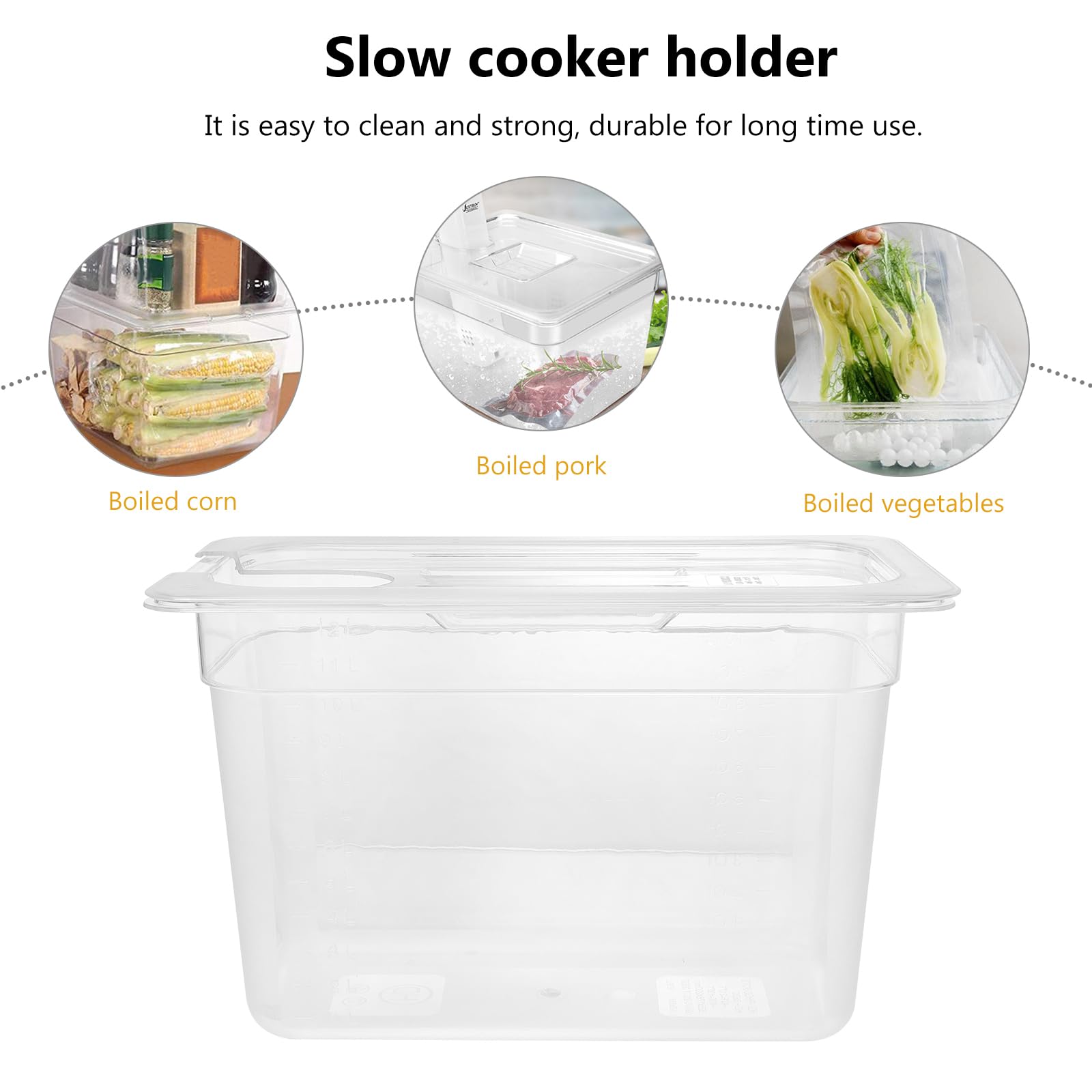 HEMOTON 6L Sous Vide Contenitore per alimenti Contenitore per la cottura con coperchio Sous Vide Accessori Trasparente Pratico Contenitore per alimenti