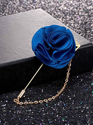 image for Shappy Men's Satin Lapel Pins with Metal Chain, Handmade Boutonniere P