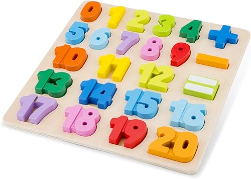 Miniatura 2 de New Classic Toys Rompecabezas de números, juguetes educativos de madera para niños y niñas de 2 años, aprenden a contar