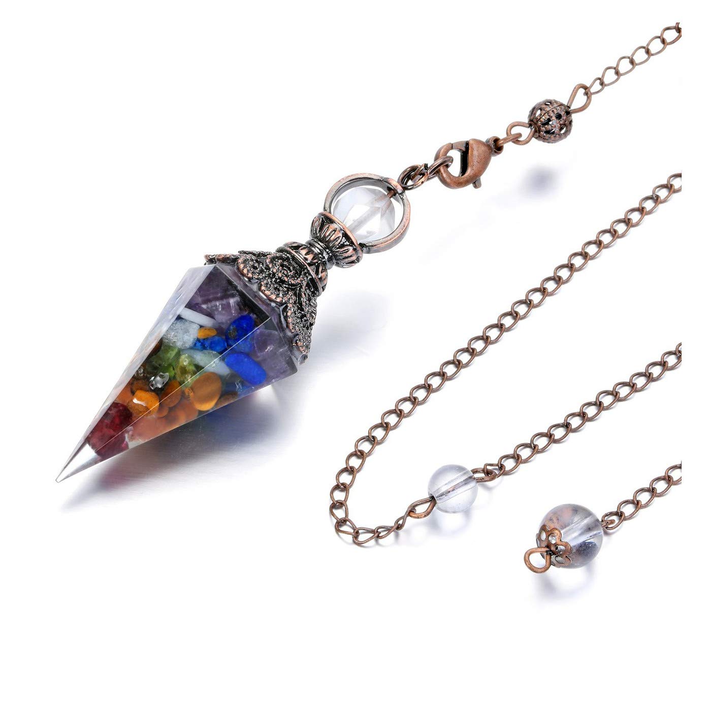 PESOENTH Pendulum Crystal,Chakra Healing Spiritual Hexagonal Crystal Pendulum for Dowsing Divination Tools witchcraft Supplies Gifts