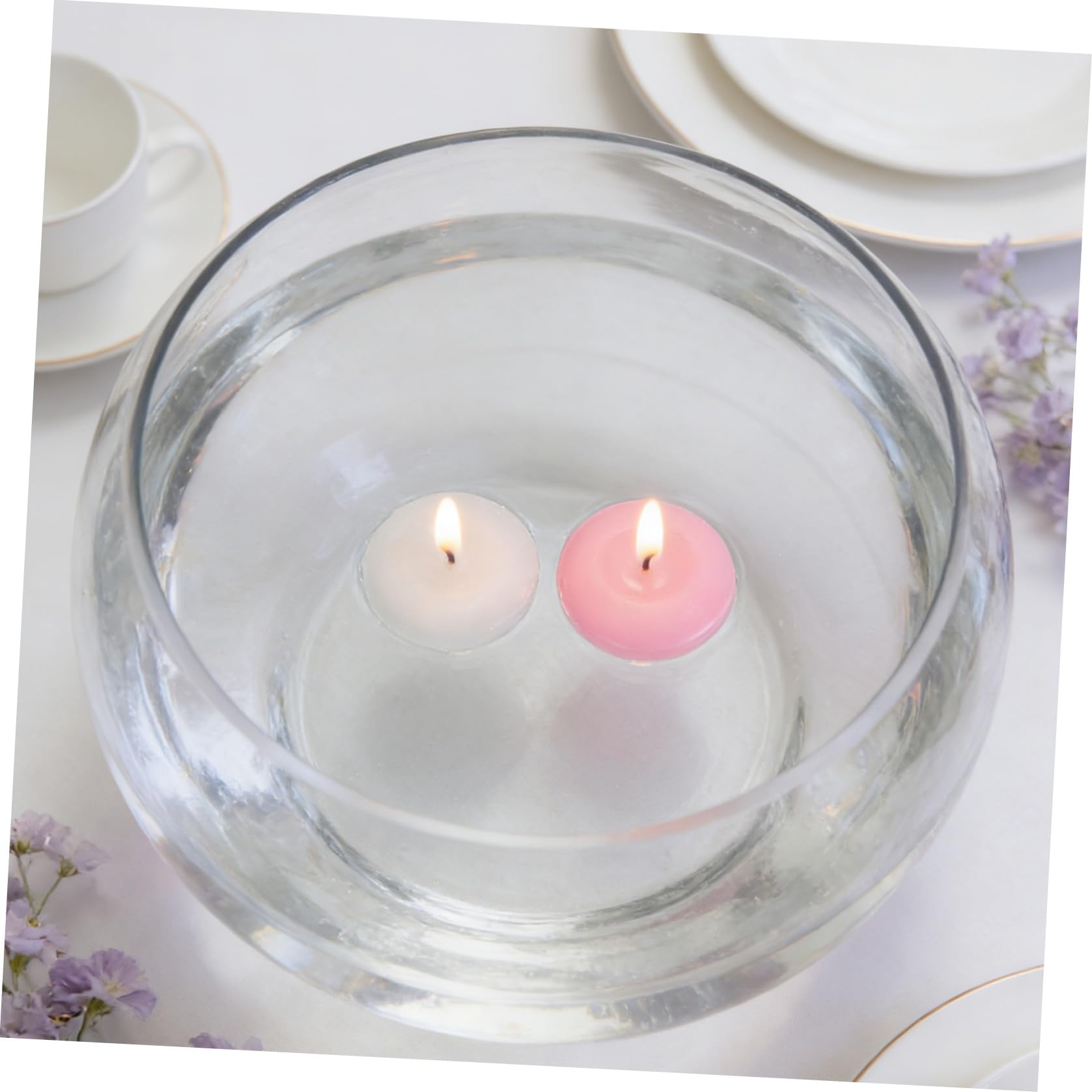 40 Pezzi Candele e Stabilità in Acqua in Paraffina e Cotone Galleggianti Eleganti per Decorazioni Tavolo Matrimonio e Feste Romantiche
