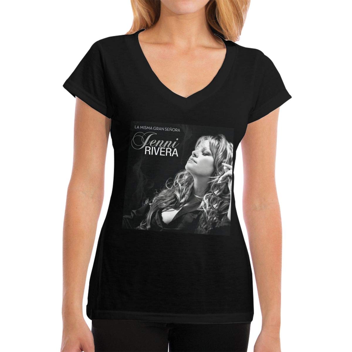 Jenni Rivera Misma Gran Senora Woman V Neck Tops Casual Short Sleeve T Shirt Tees