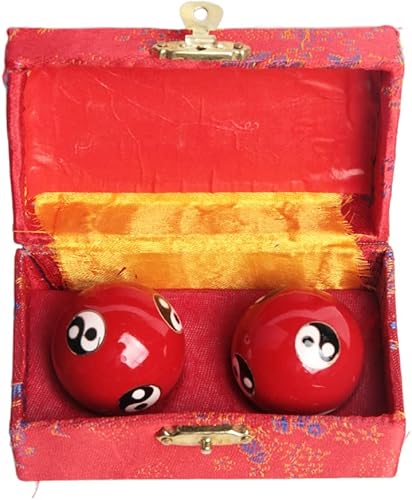 2 unids chino salud ejercicio estrés Baoding bolas terapia de relajación YIN YANG rojo
