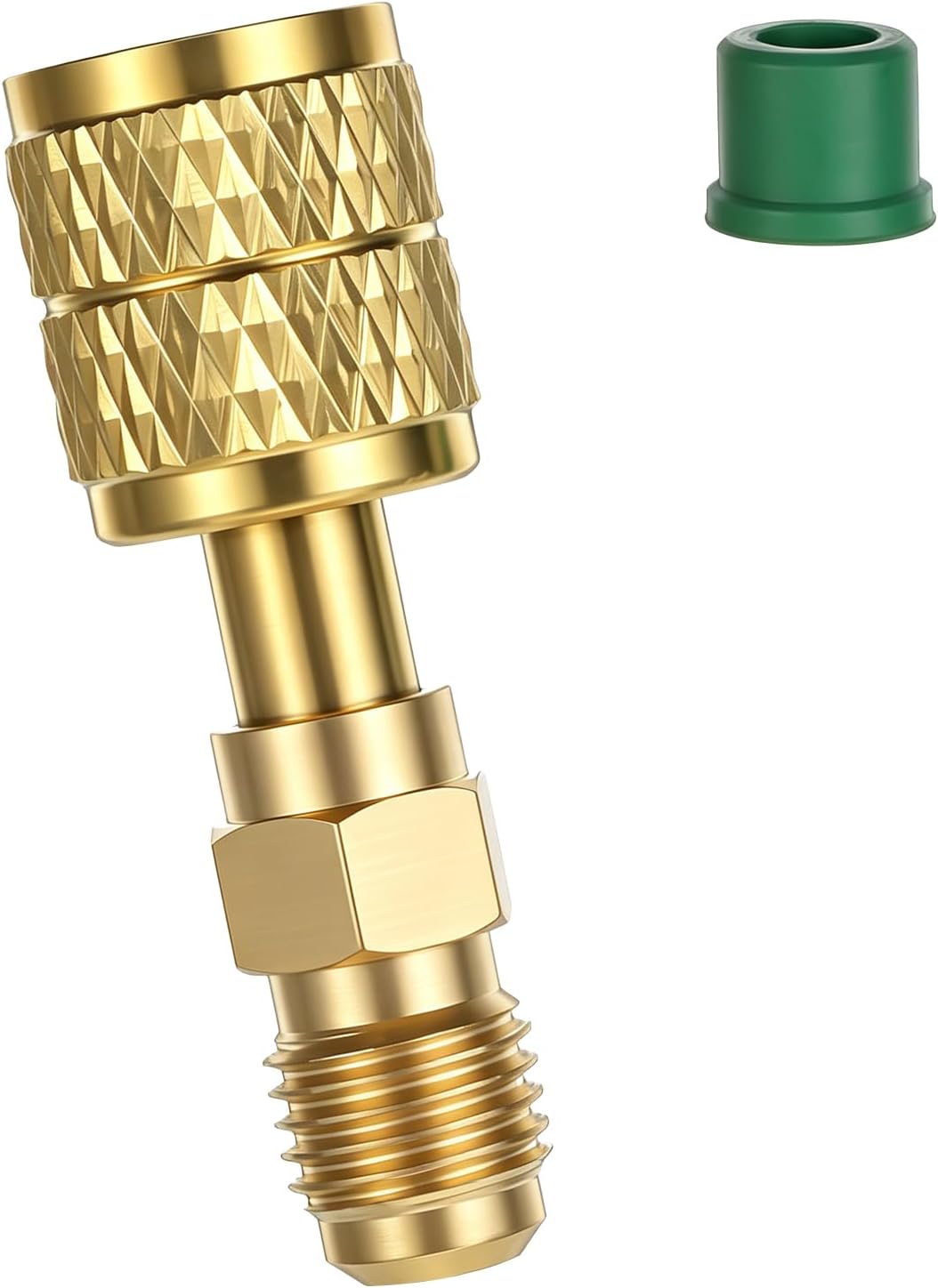 R32 R454B Refrigerant Brass Adapter, 1/4 Inch Female to Male Reverse Thread Low Loss Fittings HVAC Non-Slip Handle Quick Connector Fittings Adapter for R-32/R-454B Tanks and Split Systems