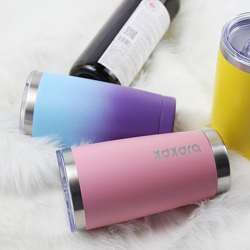 Miniatura 5 de BJPKPK Vasos aislados de acero inoxidable de 20 onzas con tapa y popote, color rosa claro