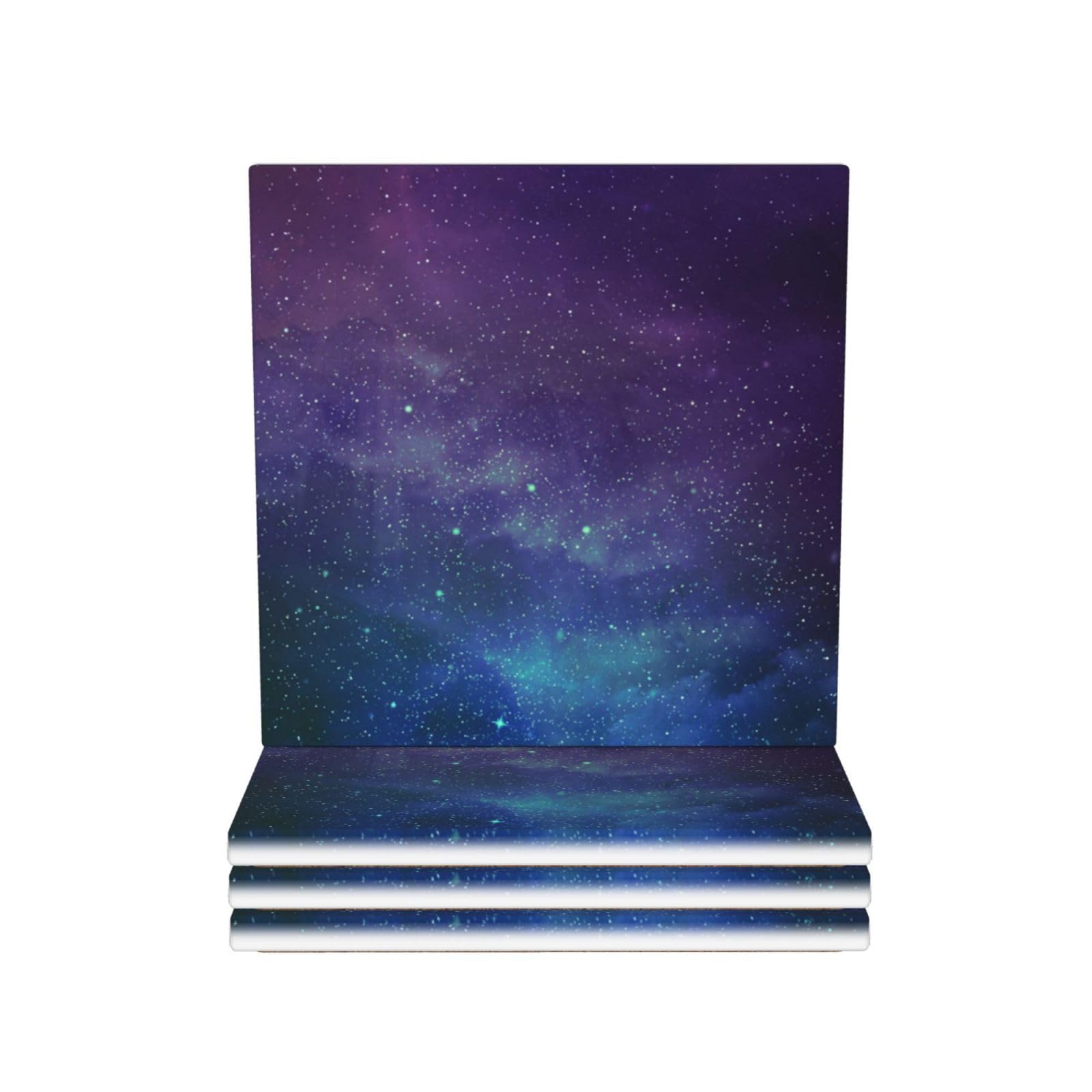 Dessous de verre galaxie en céramique : lot de 4 pour une table moderne