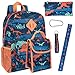 Trail maker Jungen 6 in 1 Rucksack Set mit Mittagessen-Beutel, Bleistift-Kasten, Flasche, schlüsselanhängern, Clip (Dinos)