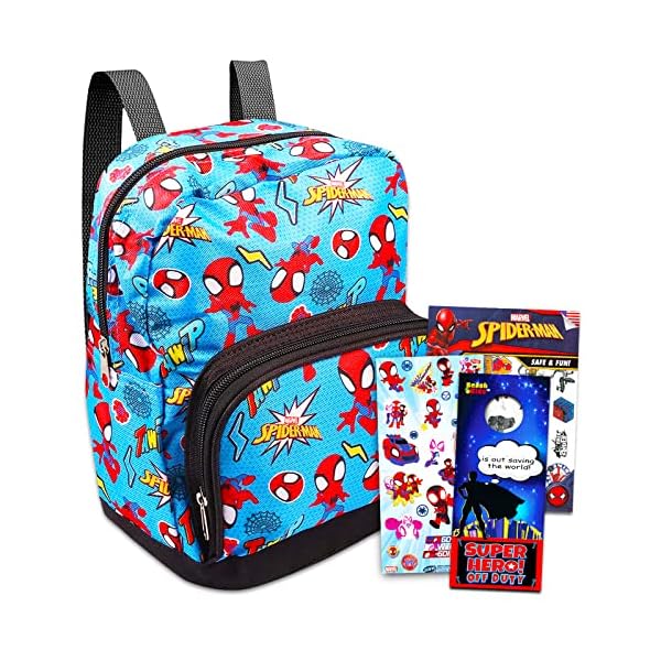 Fast-Forward-New-York-Marvel-Spiderman-Preschool-Backpack-for-Kids-Toddlers-4-Pc-School-Supplies-Bundle-with-Canvas-Spidey-10-Mini-Backpack-Stickers-Tattoos-and-More Fast Forward New York Marvel Spiderman Preschool Backpack for Kids, Toddlers - 4 Pc School Supplies Bundle with Canvas Spidey 10'' Mini Backpack, Stickers, Tattoos, and More
