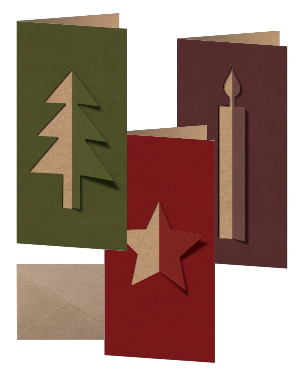 SIGEL DS082 Set of Christmas Cards "Cut-out style", DL, 10 cards, easy to print