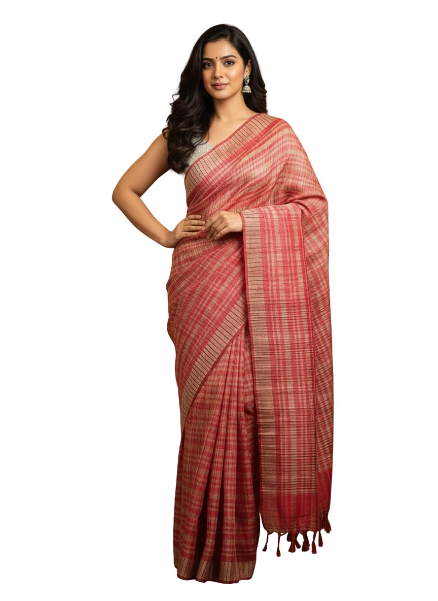 wsari Women's Handloom Jute Khesh Cotton Saree Ethnic Wear with Running Unstitched Blouse Piece_Free Size..-picture-28