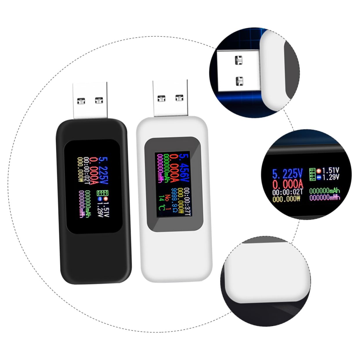 HOMSFOU 4piezas Usb Voltmeter y Ammeter Digital Tester Medidor De y Voltaje Pantalla Led Sin Batería Para Monitoreo De y Estado De Energía