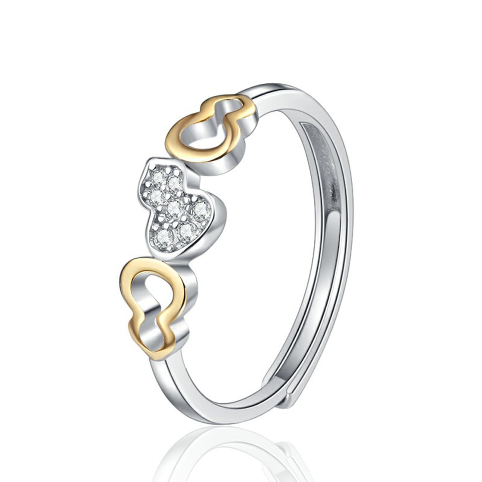 Bague réglable en argent pour femme avec oxyde de zirconium design ouvert