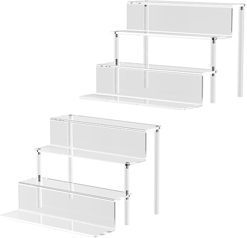 Vista 9 de Elevadores de exhibición de 12 pulgadas, soporte organizador de perfumes de 4 niveles, figuras transparentes para cupcakes, estantes de postres