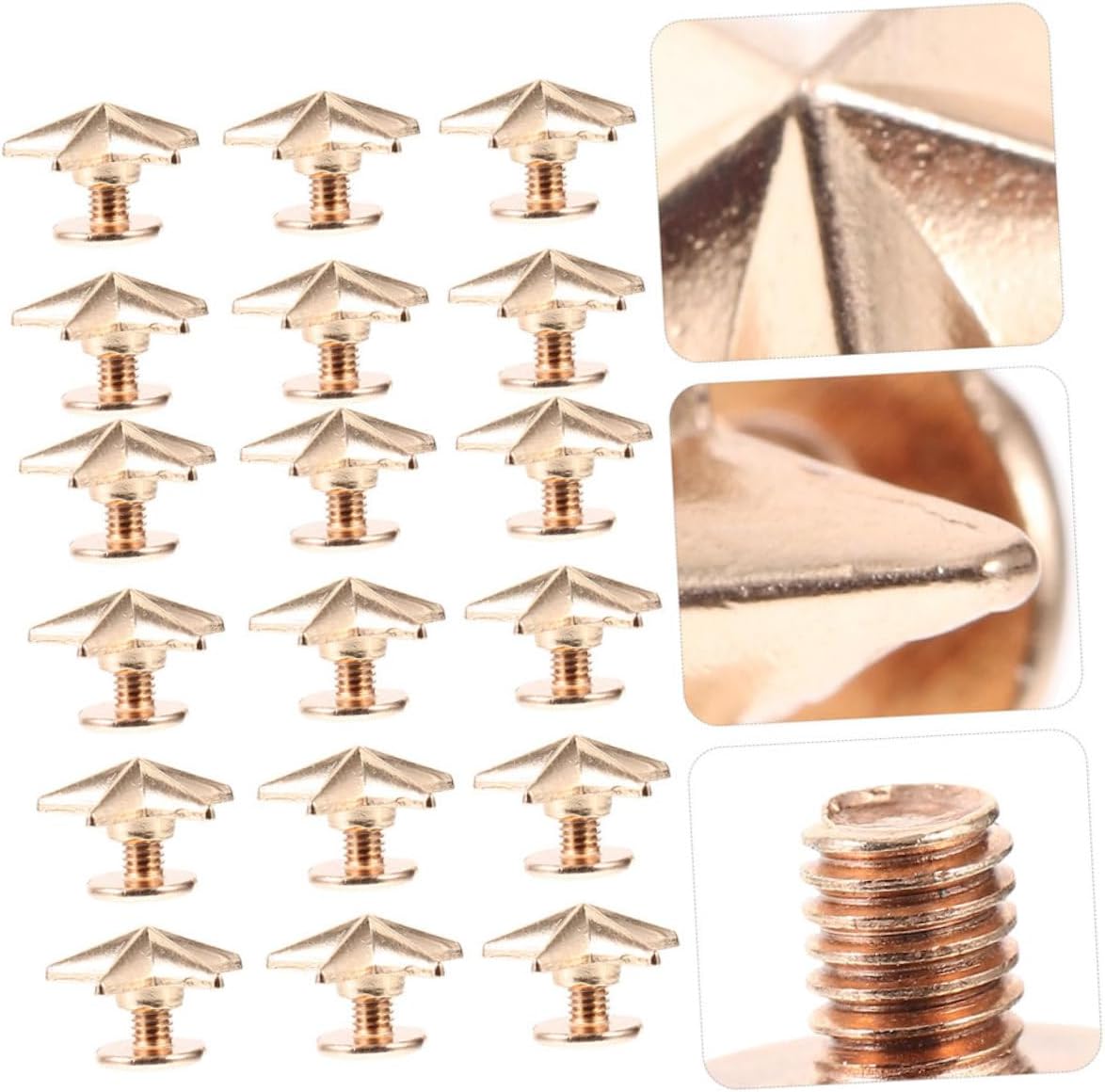 80pcs Star Shape Rivets for Clothing and Belts, Golden Alloy