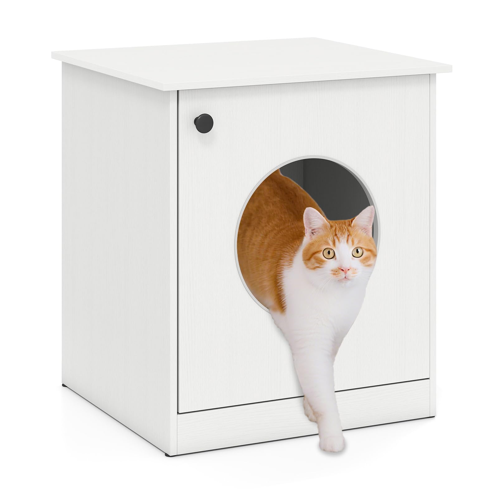 COSTWAY Caja de Arena para Gatos, Mueble para Caja de Arena Oculta para Mascotas, Gran Orificio para Gatos, Almohadillas Antideslizantes de Pie, Muebles de Madera para Salón, 51 x 47 x 57 cm