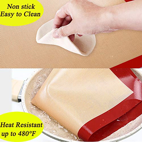 Cookie Sheet Liner Baking Mats Pan Liners Pastry Mat Silicone Reusable Half Sheet Non Stick Bake Mats 16-1/2"x10-5/8" for Macaron/Bake Pans Rolling Pastry/Bread Making(2 Pack)