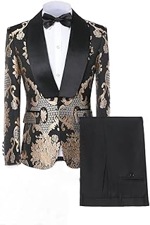 Sponsored Ad - Formal 2 Pieces Mens Suits Jacket Pants Slim Fit Wedding Tuxedo Shawl Lapel Groom Party Male Suits