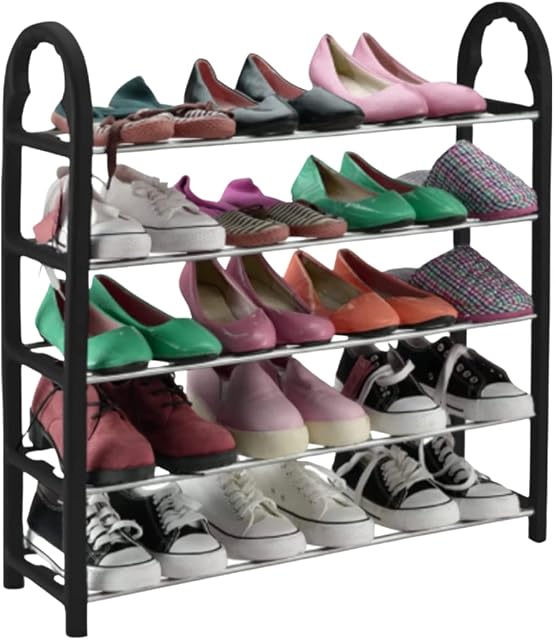 Knight 5-Tier Shoe Storage Organiser Strong and Durable, Quick Assembly Shoes Storage No Tools Required Metal Shoe Organiser | Hallway Shoe Rack