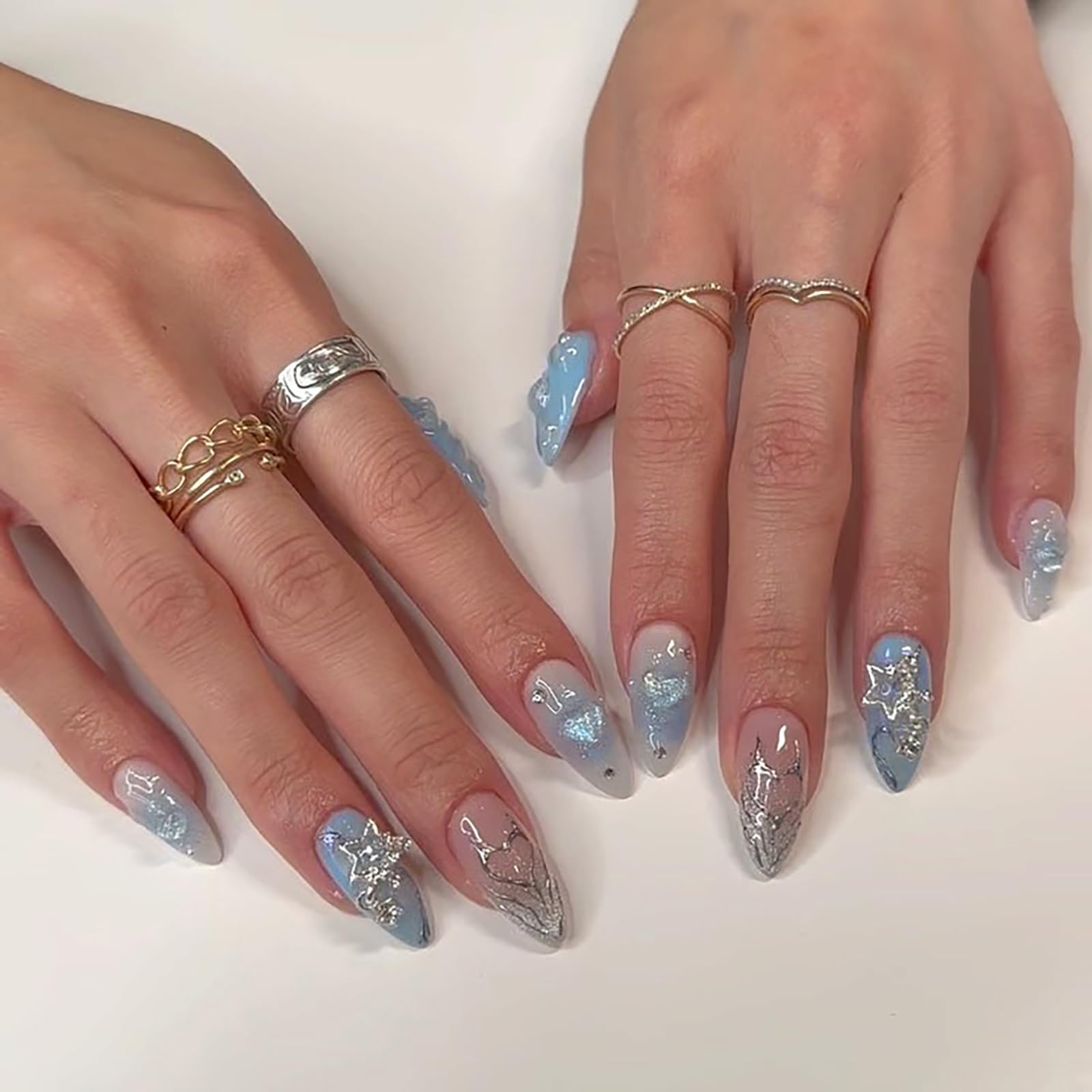 prom nails for light blue dress 24 Ideas For Prom Nails To Complete Your Look