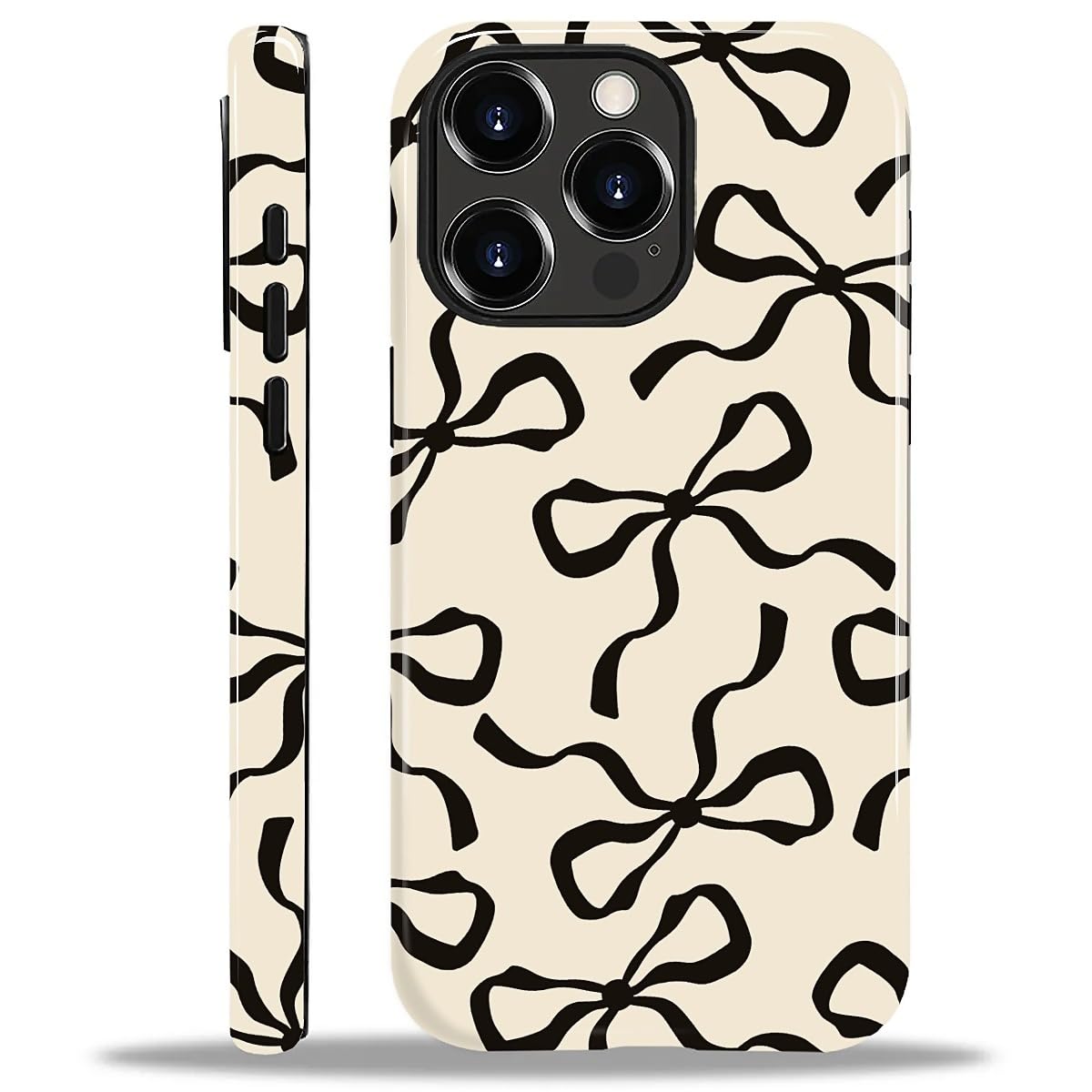 ilikediy for iPhone 11 Pro Case,HL2 Aesthetic Black Bow Hybrid 2 Layer Hard Shell Silicone Protective Pattern Design Case