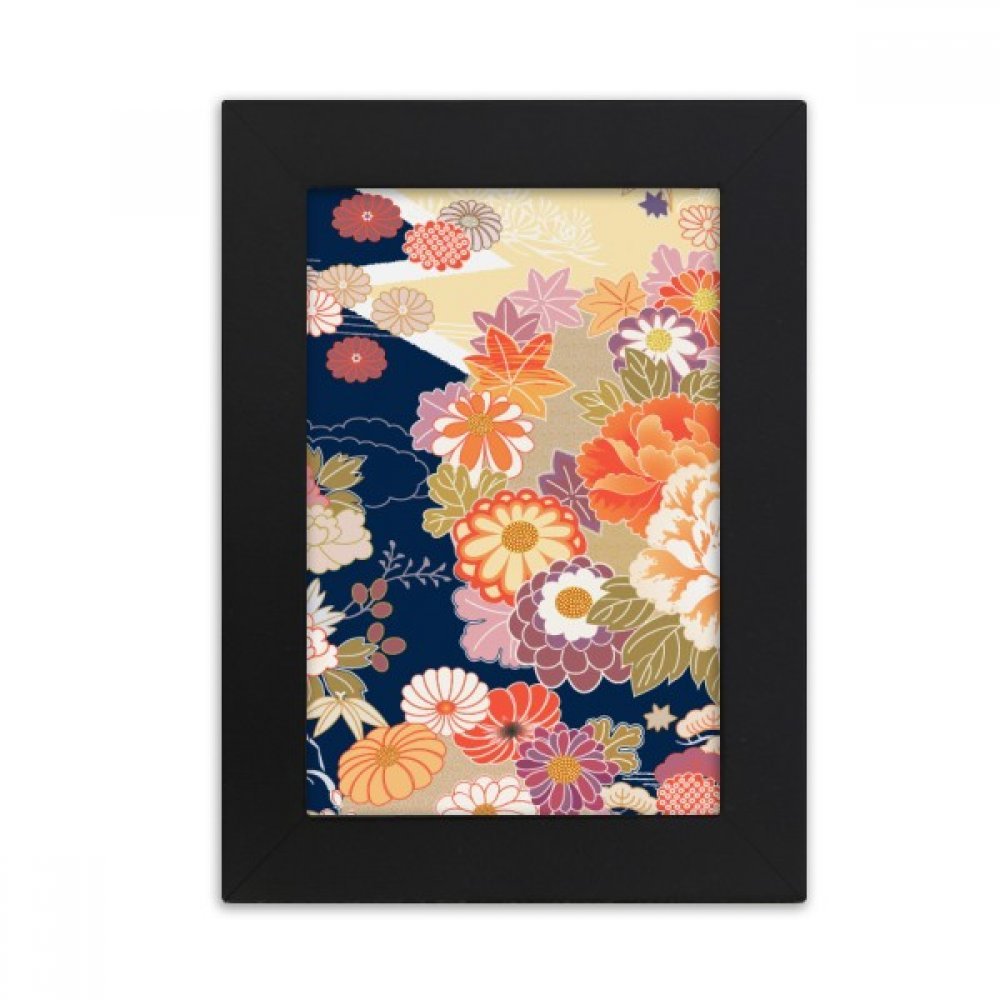 Cadre Photo Noir 10x15 cm Motif Pivoine et Feuille d'Érable Japonais pour Bureau