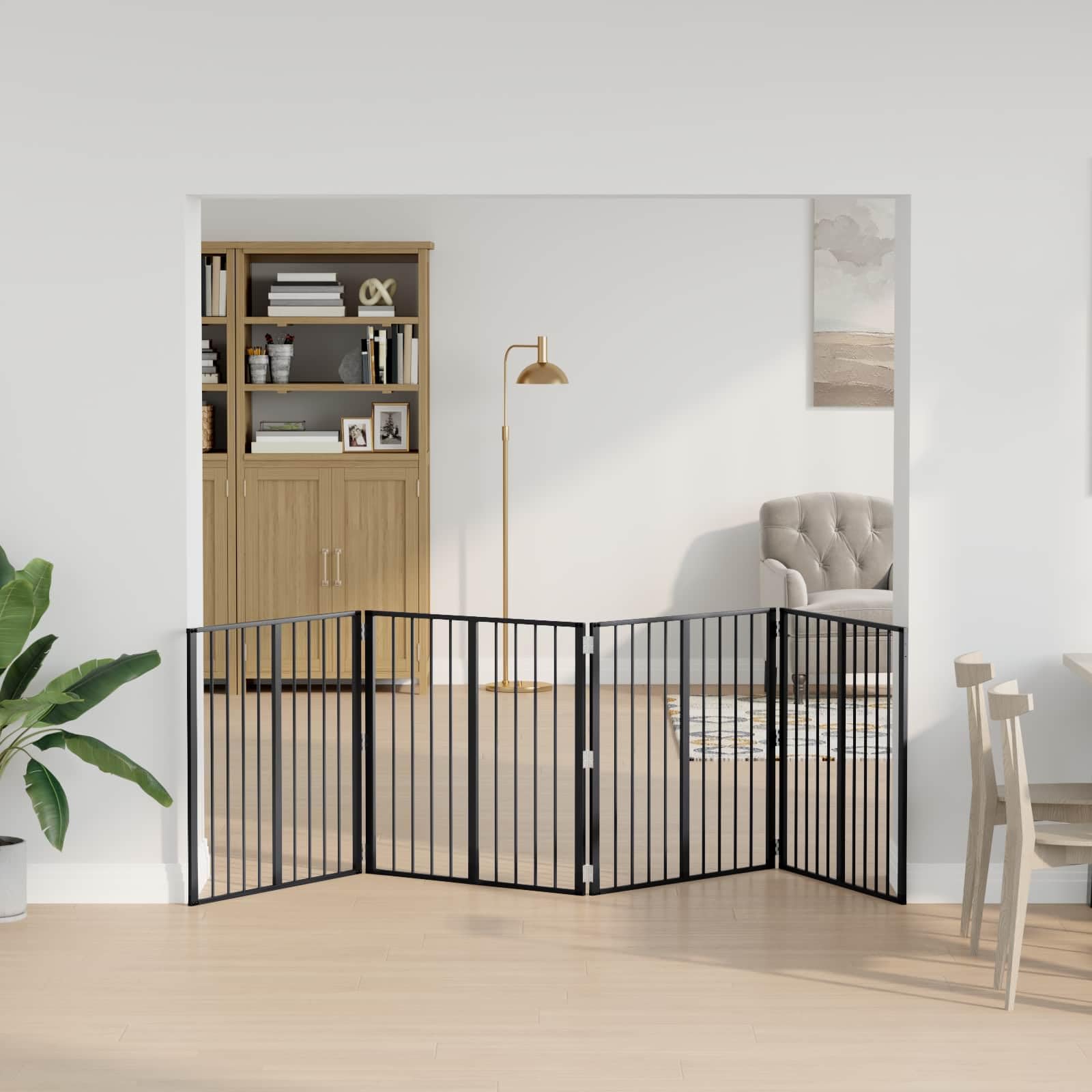 Recinzione per Cane 4 Pezzi Nero 80x80 cm Acciaio Zincato