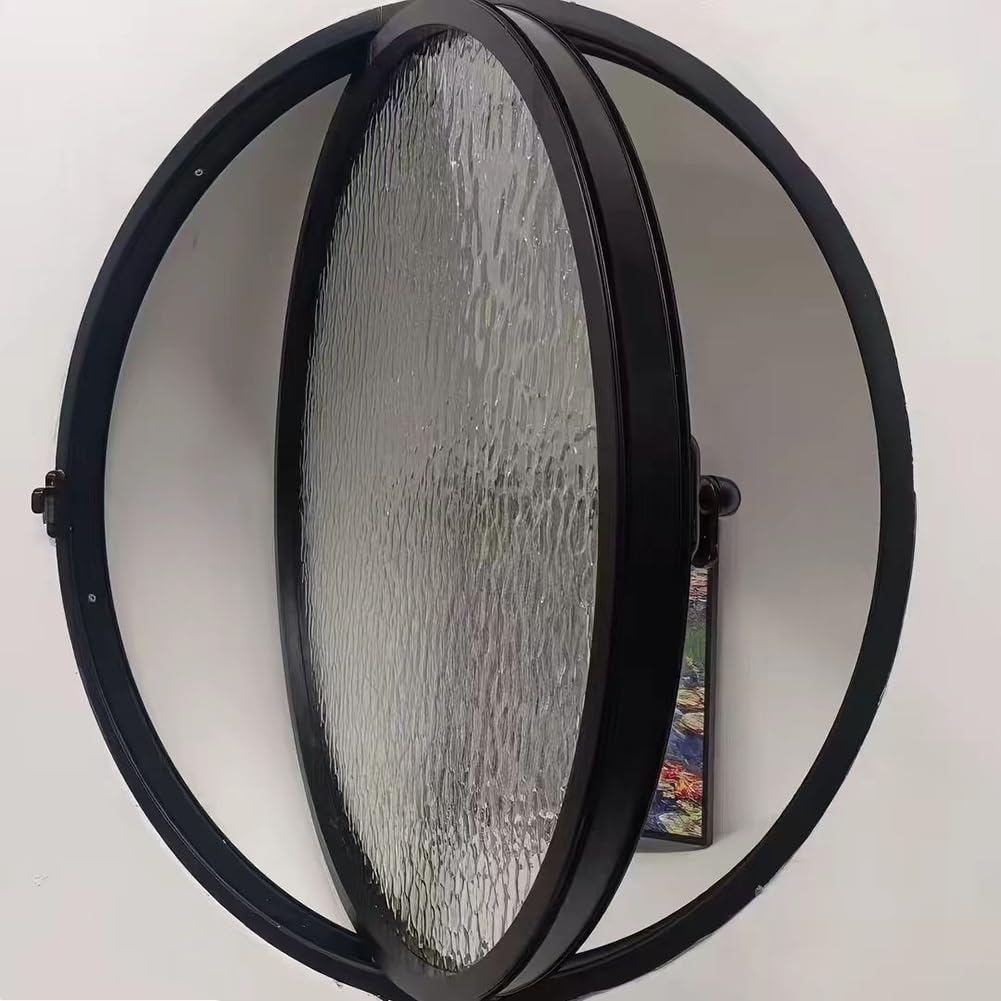 Ventanas Redondas Giratorias Ventiladas con Vidrio Templado | Ventanas Correderas Giratorias 360° Recambio con Manilla, Cuarto de Baño Cocina Dormitorio Salón(70cm(28in))