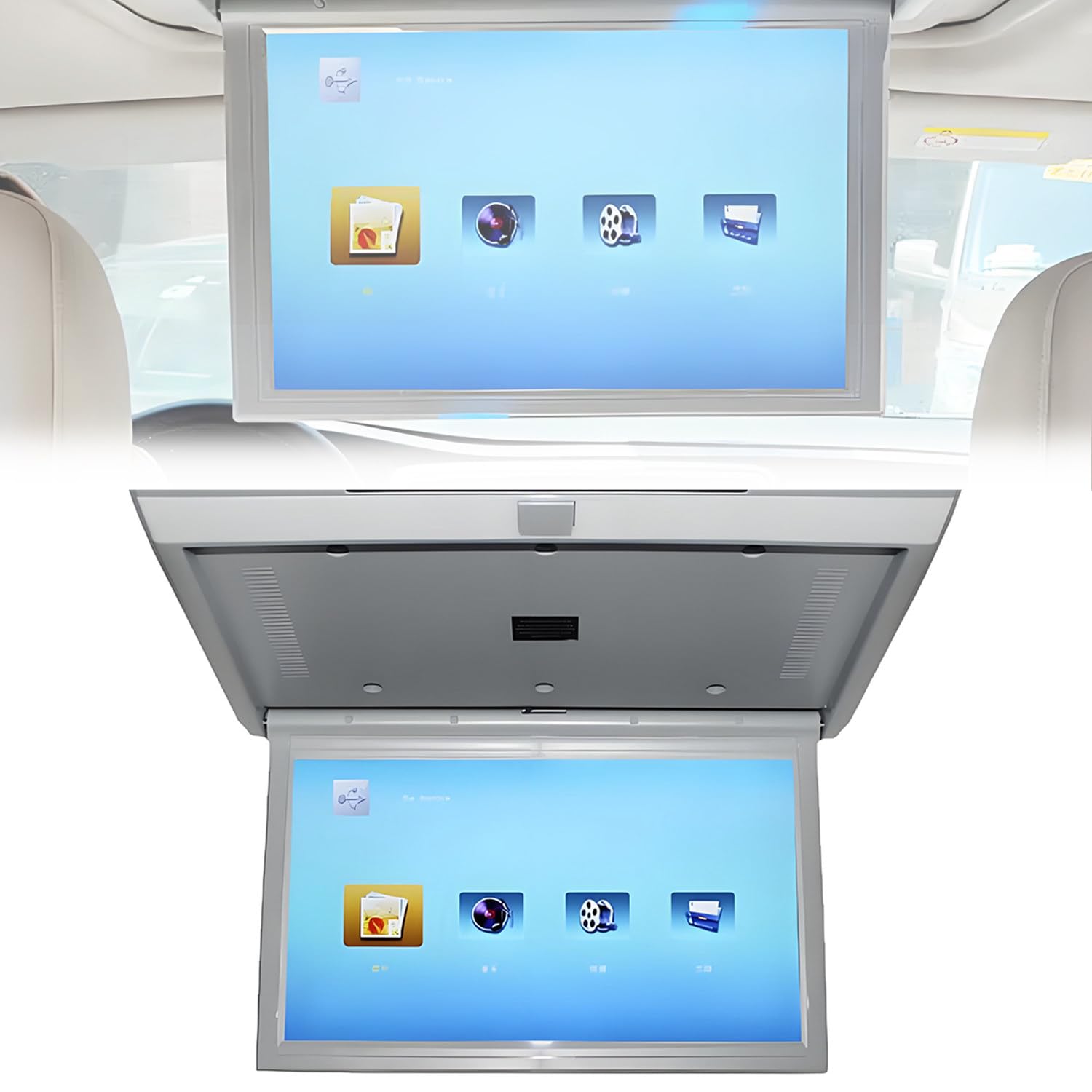 Monitor Ribaltabile Montato Tetto Auto,16:9 Schermo Tft Digitale Ultrasottile,900/1080p Video Lettore Auto Tetto,Supporta Porta USB/Hdmi,Goditi Intrattenimento Preferiti Grey-15.6in