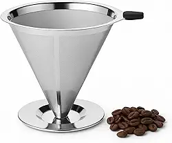 Coador de Café Inox Reutilizável Tamanho 102, Filtro de Café Permanente Pour Over de Malha Ultrafina, Sustentável e Não Precisa de Papel