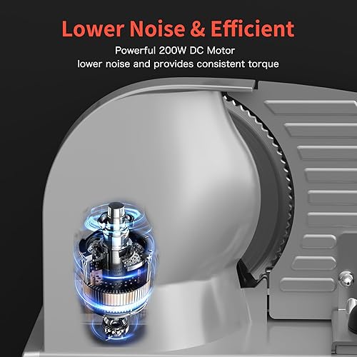 Miniatura 2 de Meat Slicer, 200W Meat Slicer Machine for Home, DC Motor Quiet Deli Slicer with 2 Removable 7.5'' Stainless Steel Blades, Adjustable Dial for